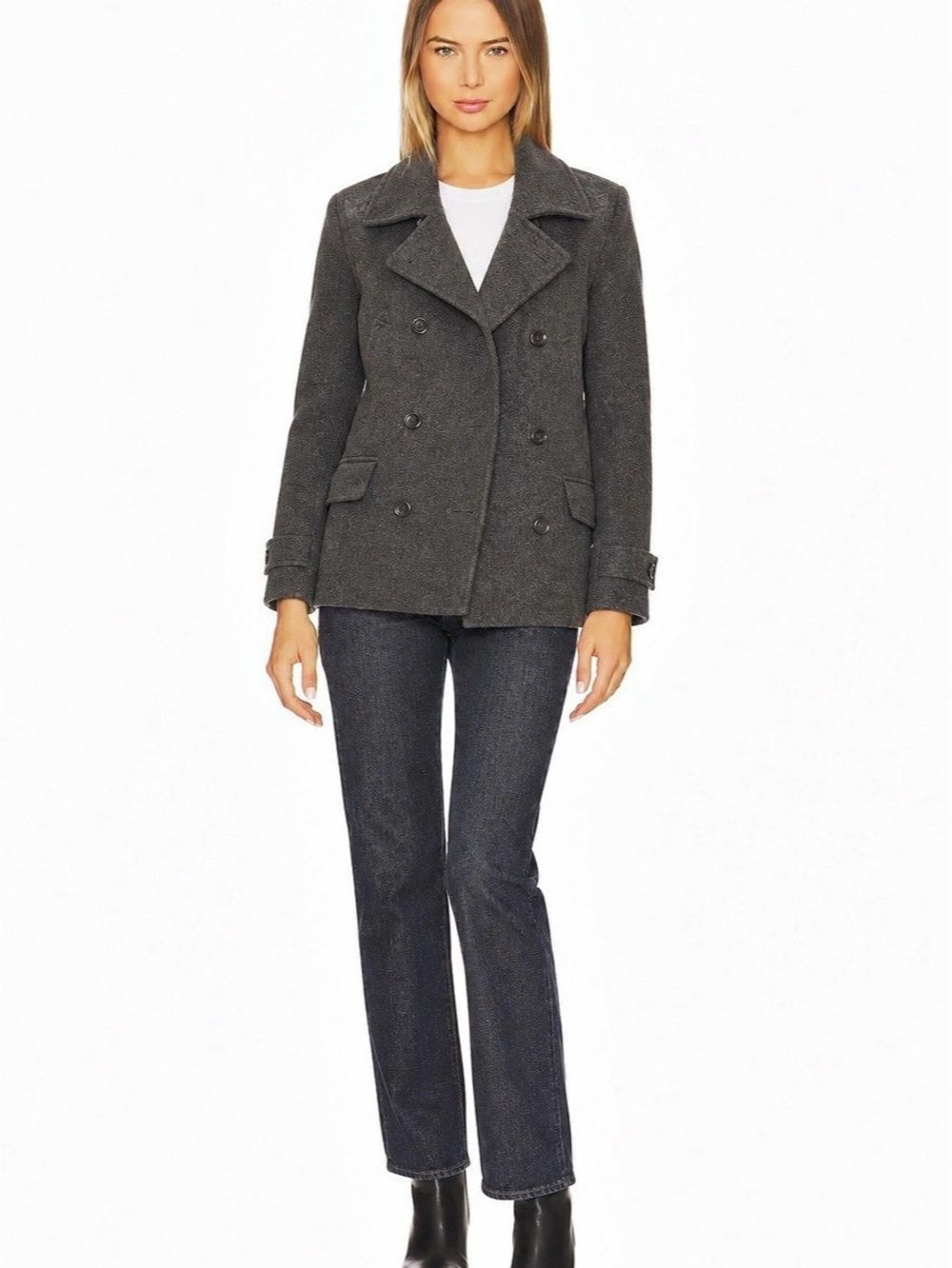 J. Crew Gray Double-Breasted Pea Coat Size Small